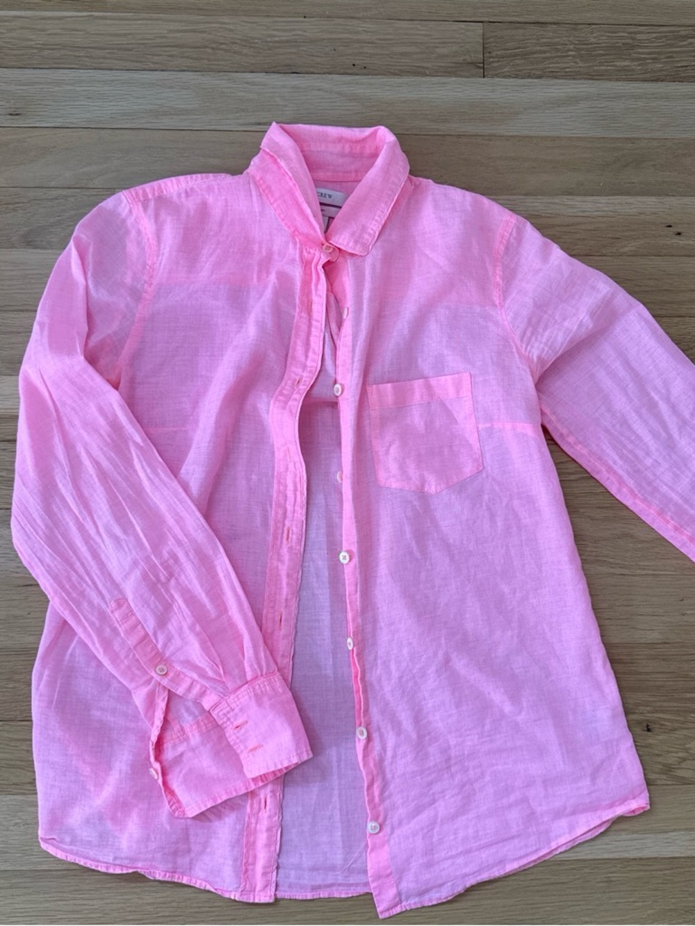 J.Crew Linen Lightweight Pink Button-Up Shirt